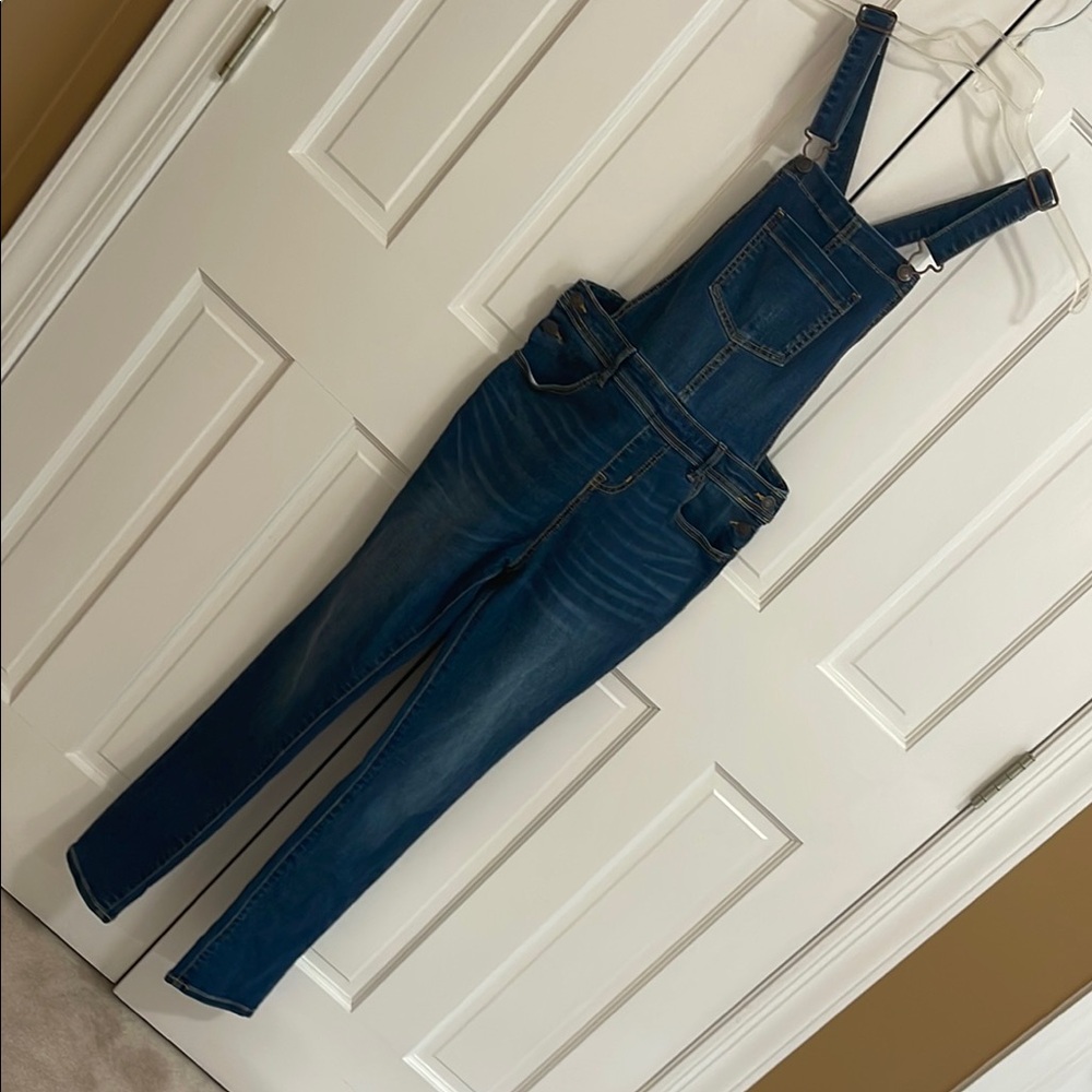 Cat & Jack Kids Girls Blue Overalls Classic Denim Style Stretch Size XL 14/16
